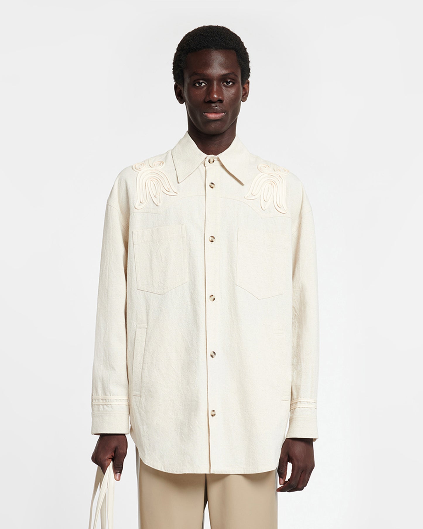 Marlas - Embroidered Washed Canvas Jacket - Natural
