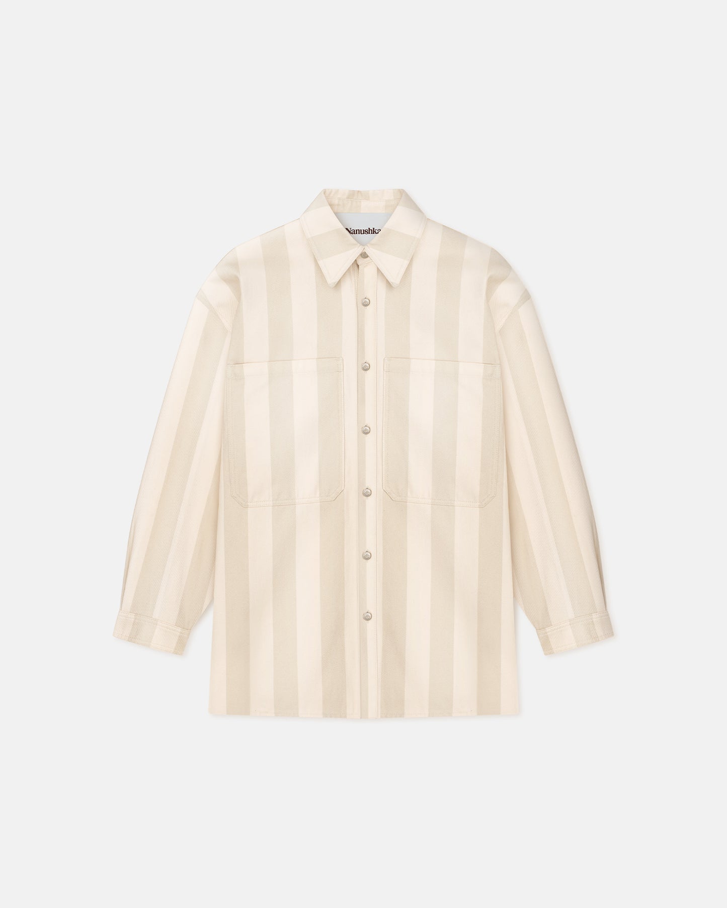 Beaux - Striped Denim Long-Sleeve Shirt - Creme