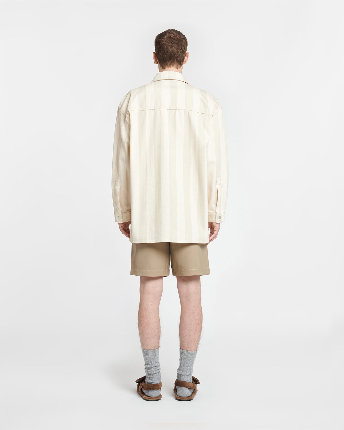 Beaux - Striped Denim Long-Sleeve Shirt - Creme