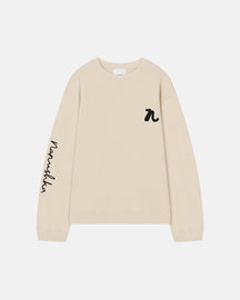 Remy - Fleece Sweatshirt - Creme-Black Dragon Embroidery