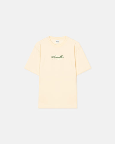 Reece - Embroidered Cotton-Jersey T-Shirt - Creme/Green