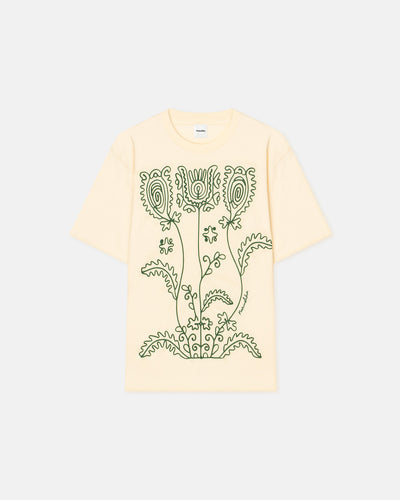Wren - Big Embroidered Cotton-Jersey T-Shirt - Creme/Green