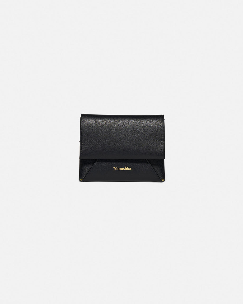Folded - Leather cardholder - Black/Moonbeam