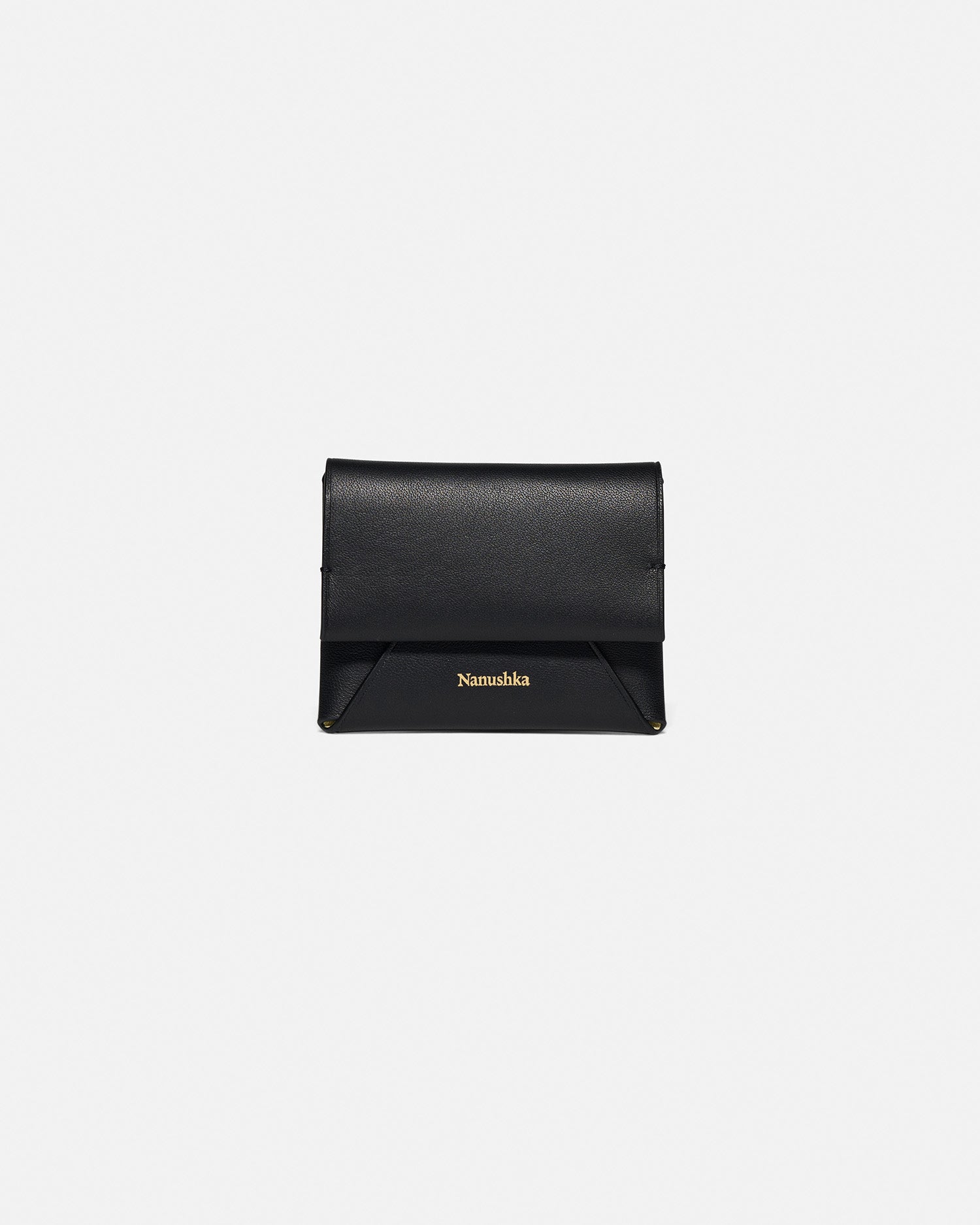 Folded - Leather Cardholder - Black/Moonbeam