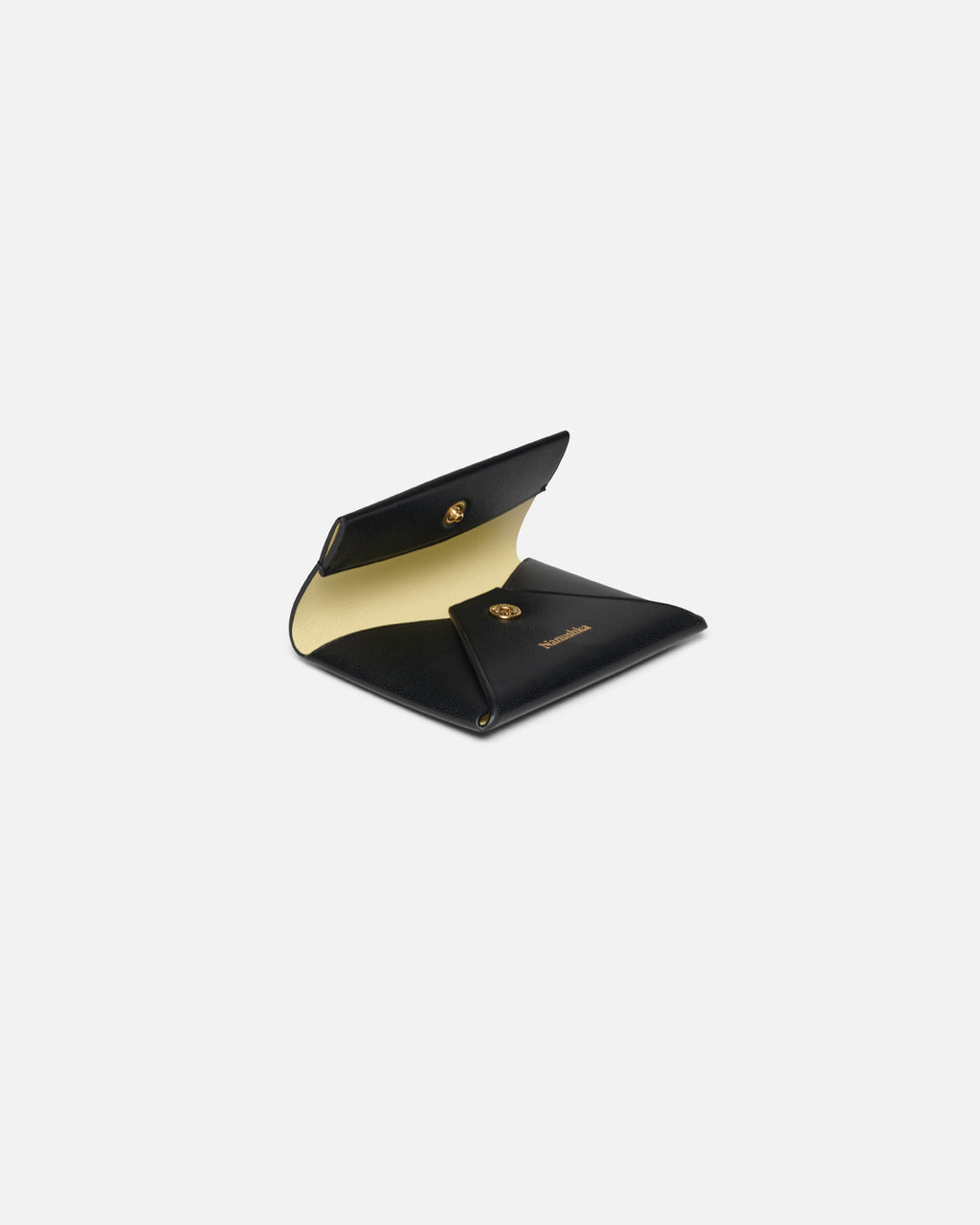 Folded - Leather cardholder - Black/Moonbeam