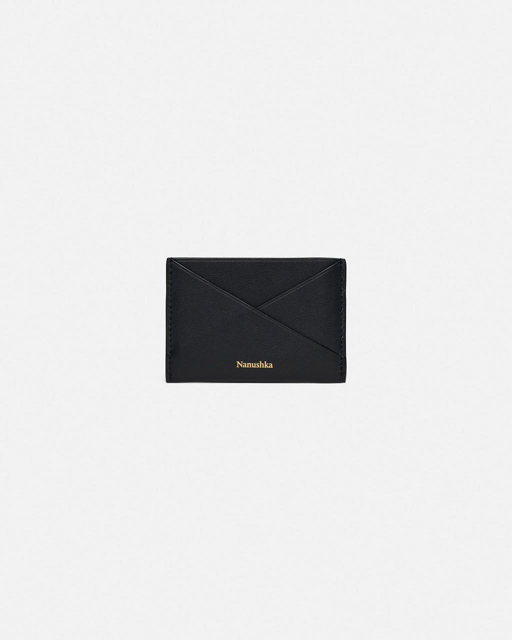 Origami - Leather cardholder - Black/Moonbeam
