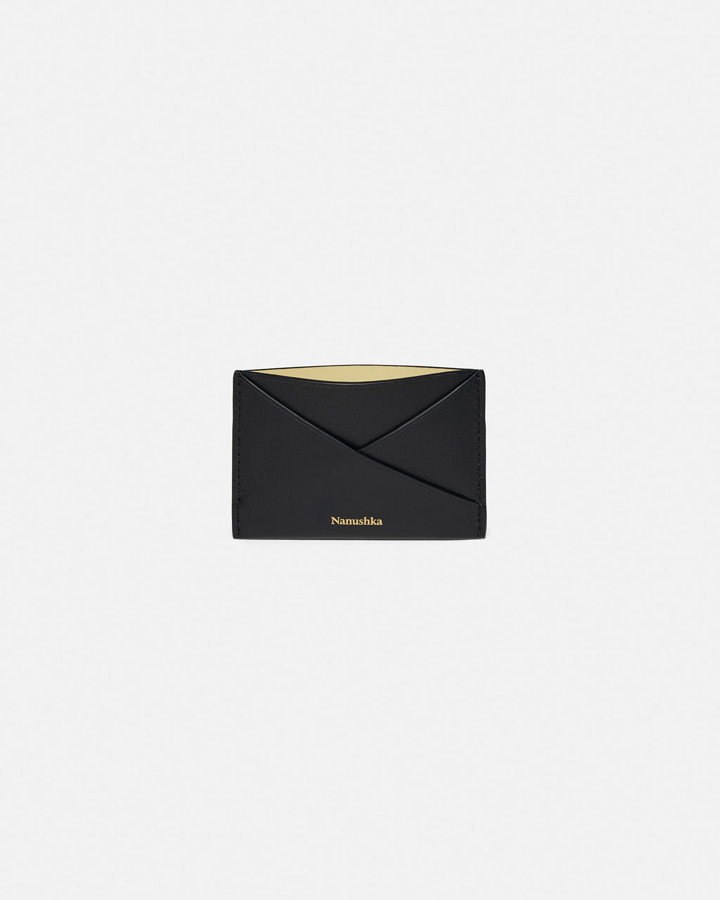 Origami - Leather cardholder - Black/Moonbeam