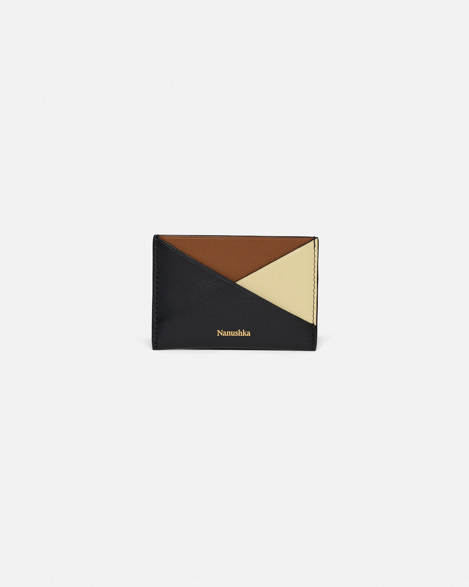 Origami Leather cardholder Black Tan Moonbeam