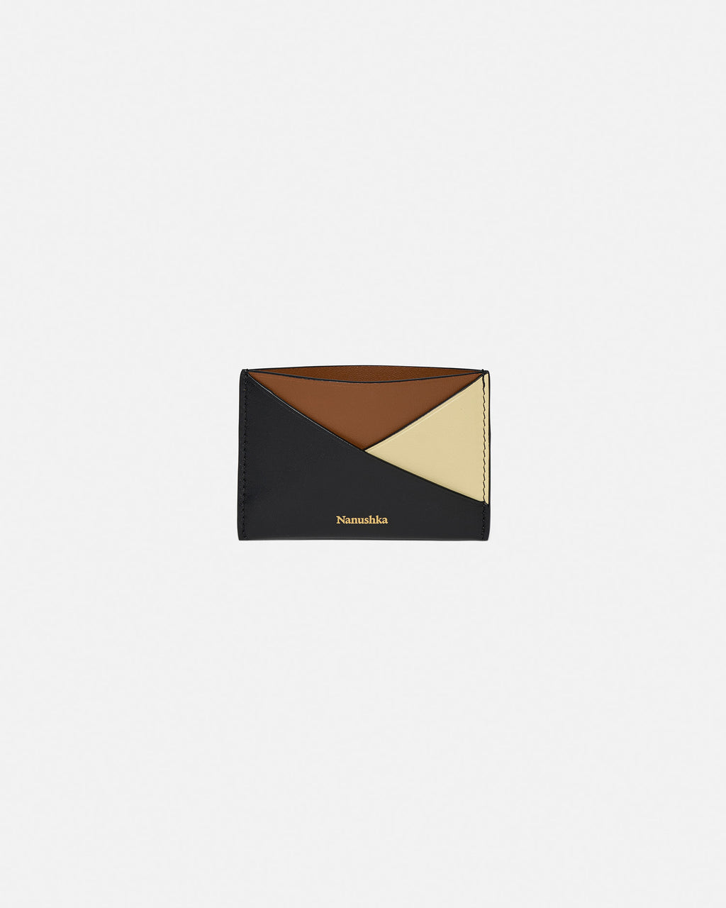 Origami - Leather cardholder - Black/Tan/Moonbeam