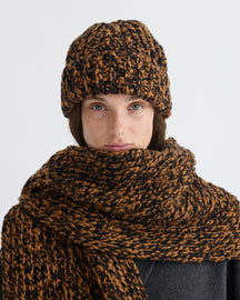 Corey - Mouline Slub Wool Hat - Rust/Black