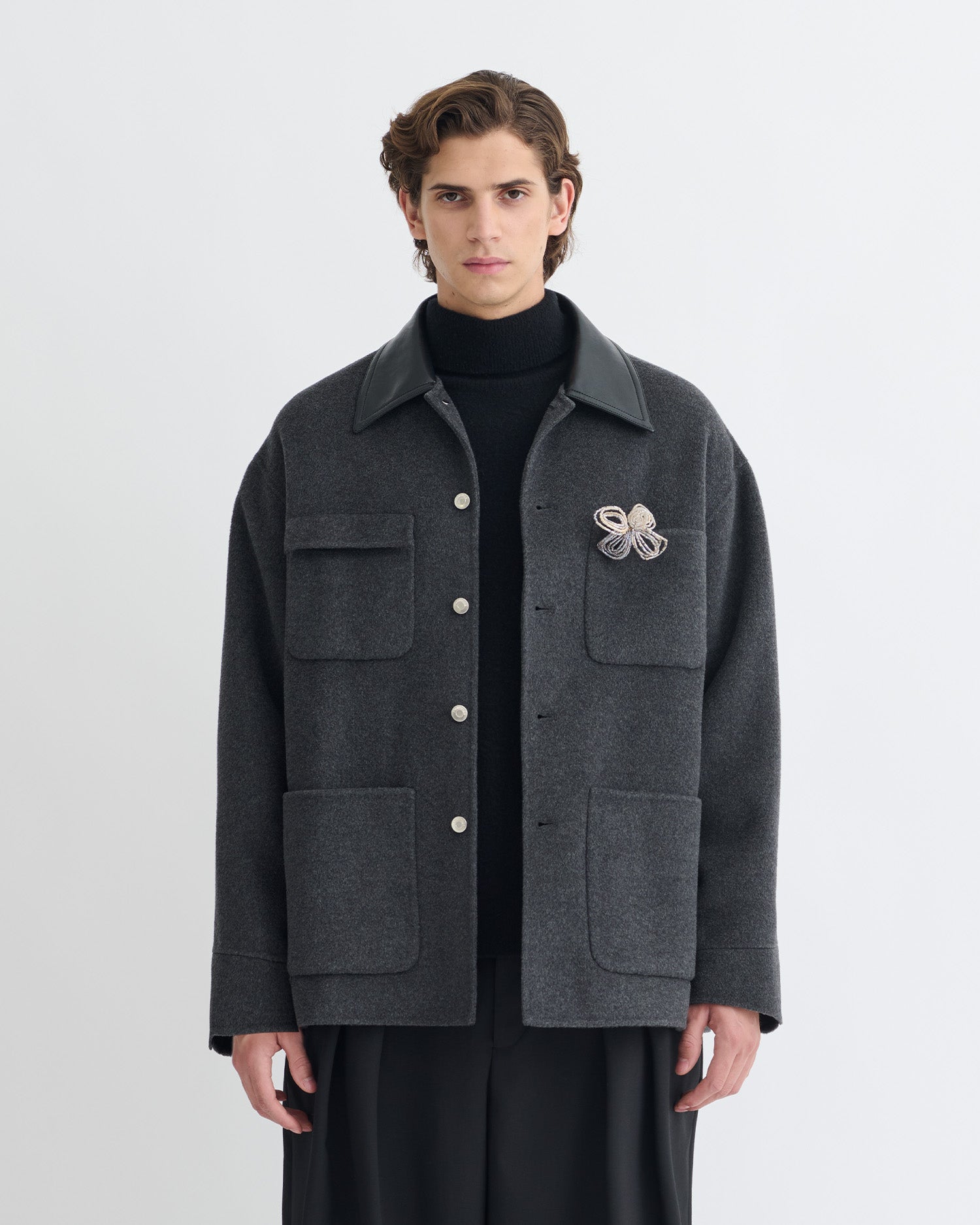 Camilo - Double Wool Jacket - Grey Melange