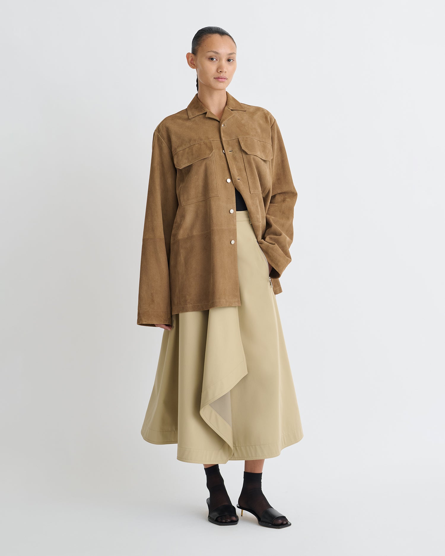 yonfa ヌクヌクタートル (khaki brown) Nanushka woolen shirt jacket RHYS brown color NM24FWJK02578 at PRM US
