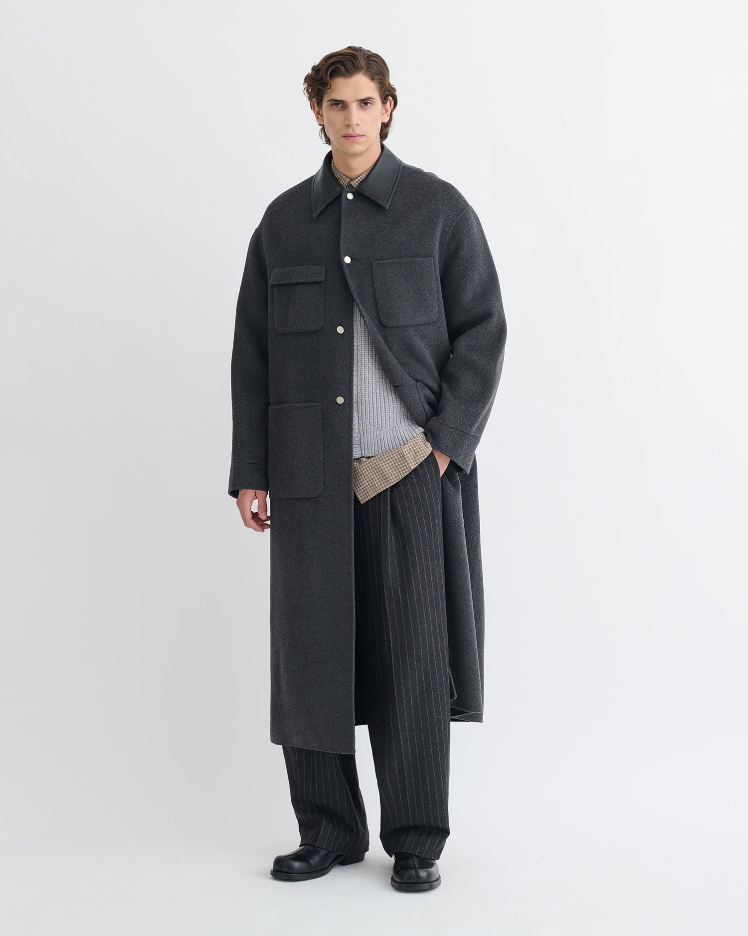 Wylder - Double Wool Coat - Grey Melange