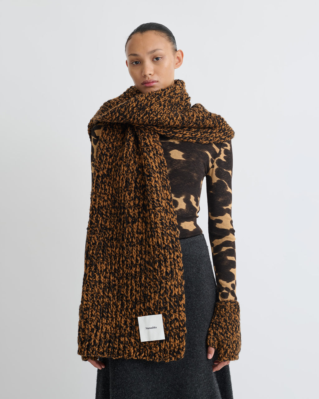 Lance - Wool scarf - Rust/Black