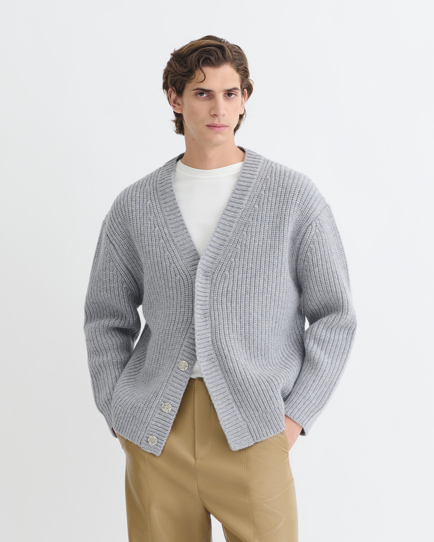 Varten - Merino and Cashmere-Blend Cardigan - Light Grey