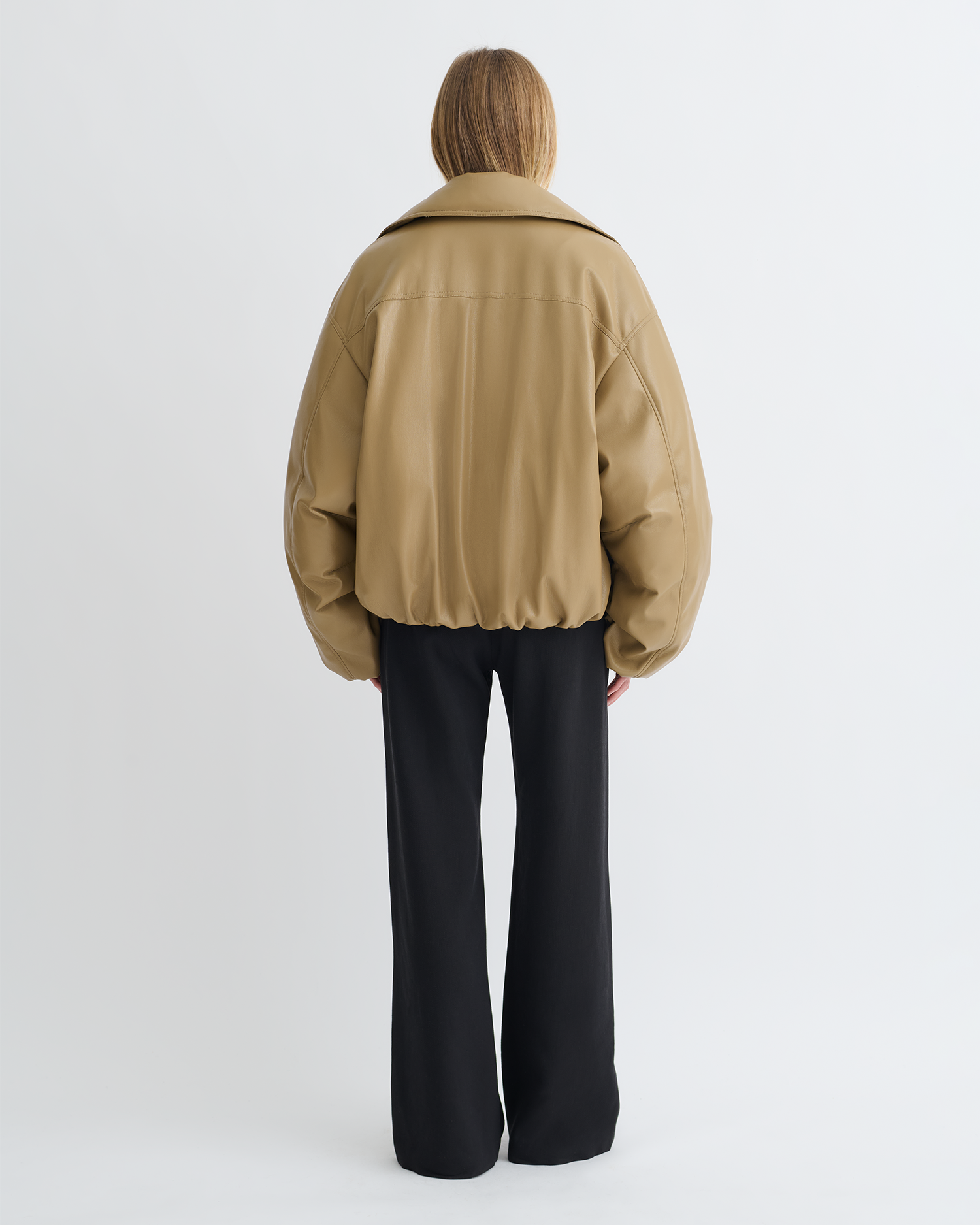 Asger - Padded Okobor™ Alt-Leather Jacket - Muted Khaki