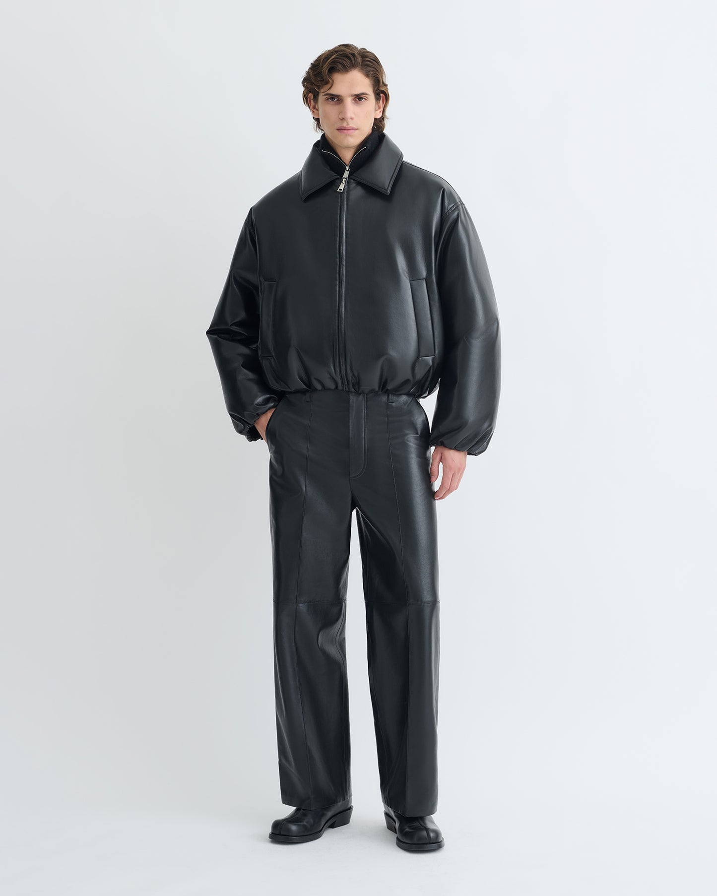 Asger - Padded Okobor™ Alt-Leather Jacket - Black