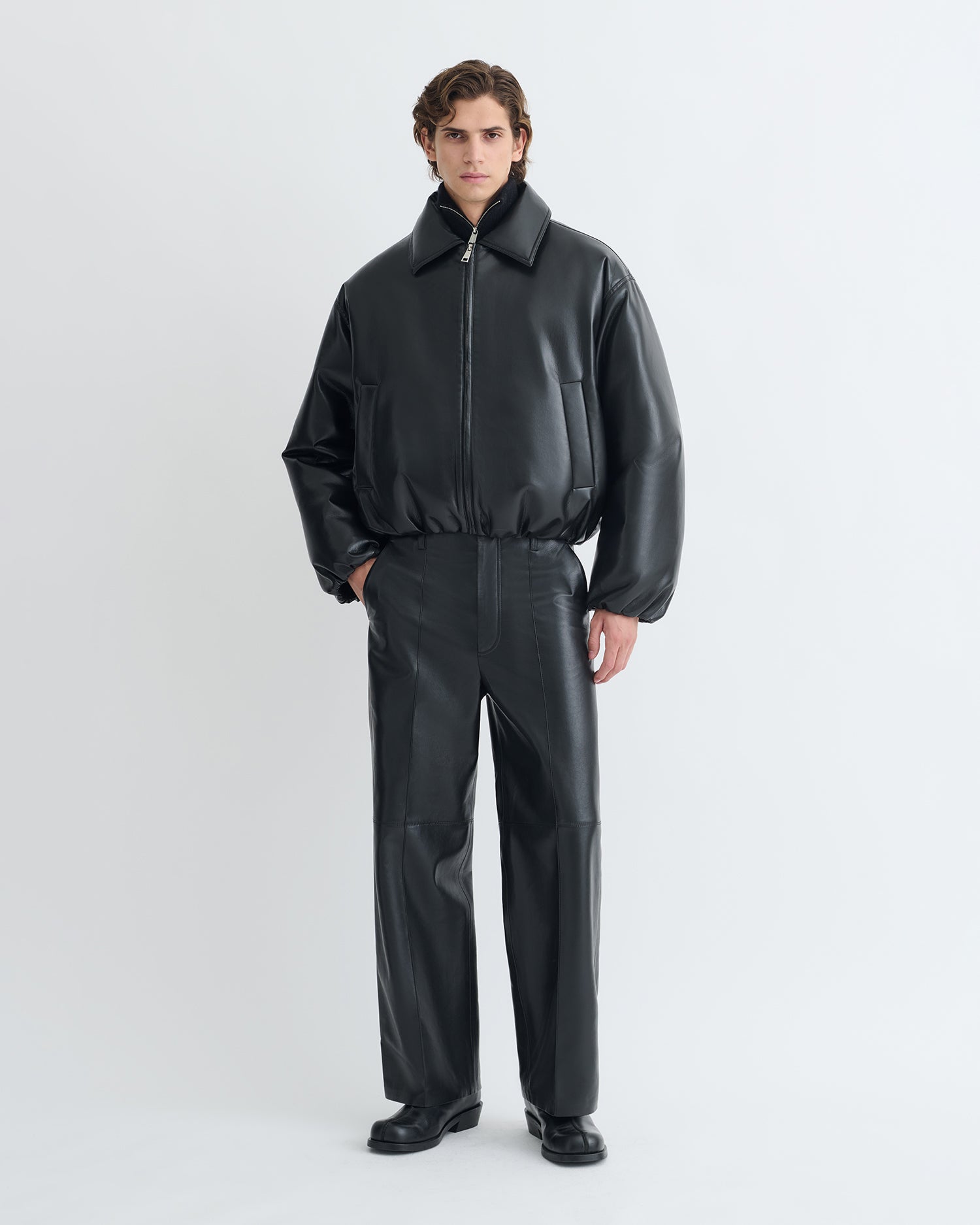 Asger - Padded Okobor™ Alt-Leather Jacket - Black