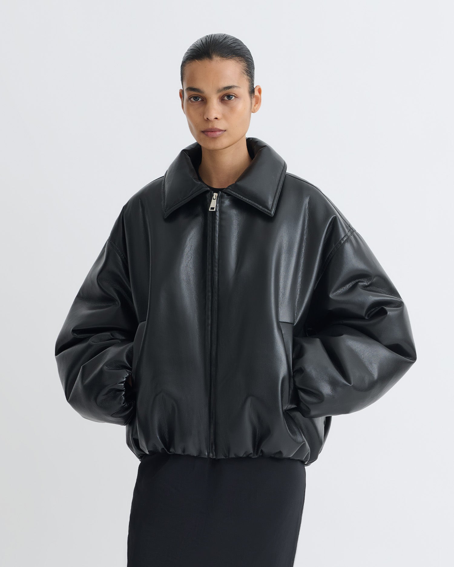 Asger - Padded Okobor™ Alt-Leather Jacket - Black