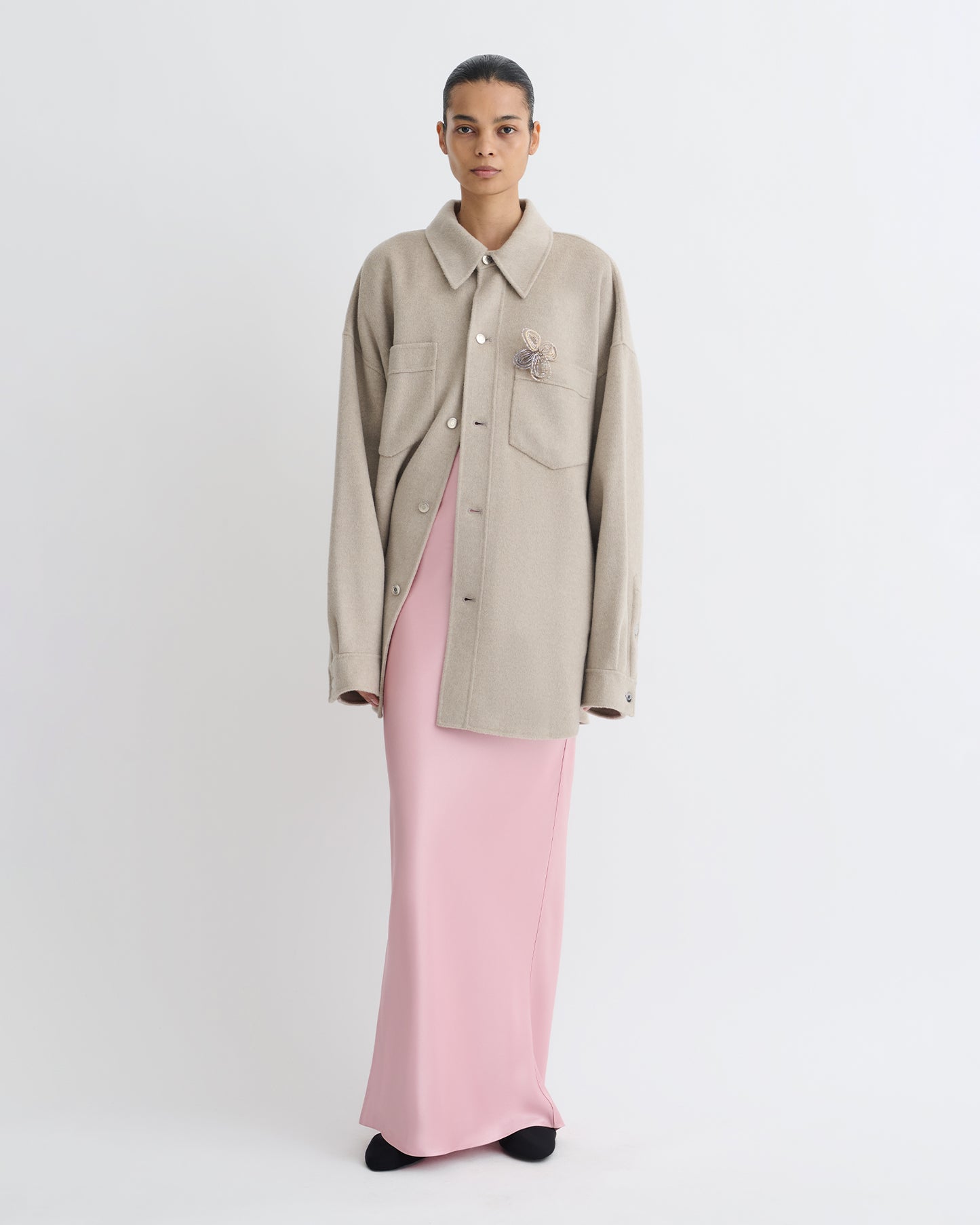 Martin - Double Wool Overshirt - Stone