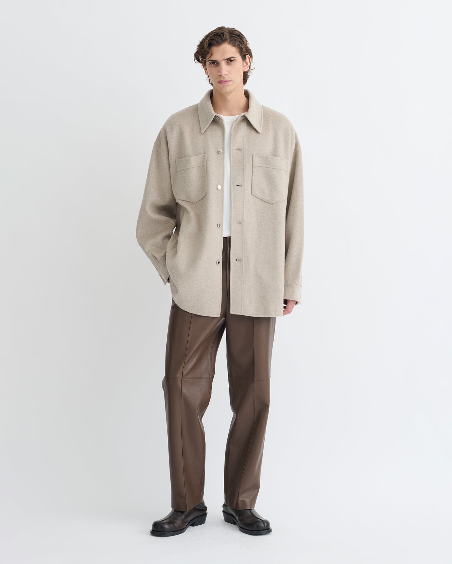 Martin - Double Wool Overshirt - Stone