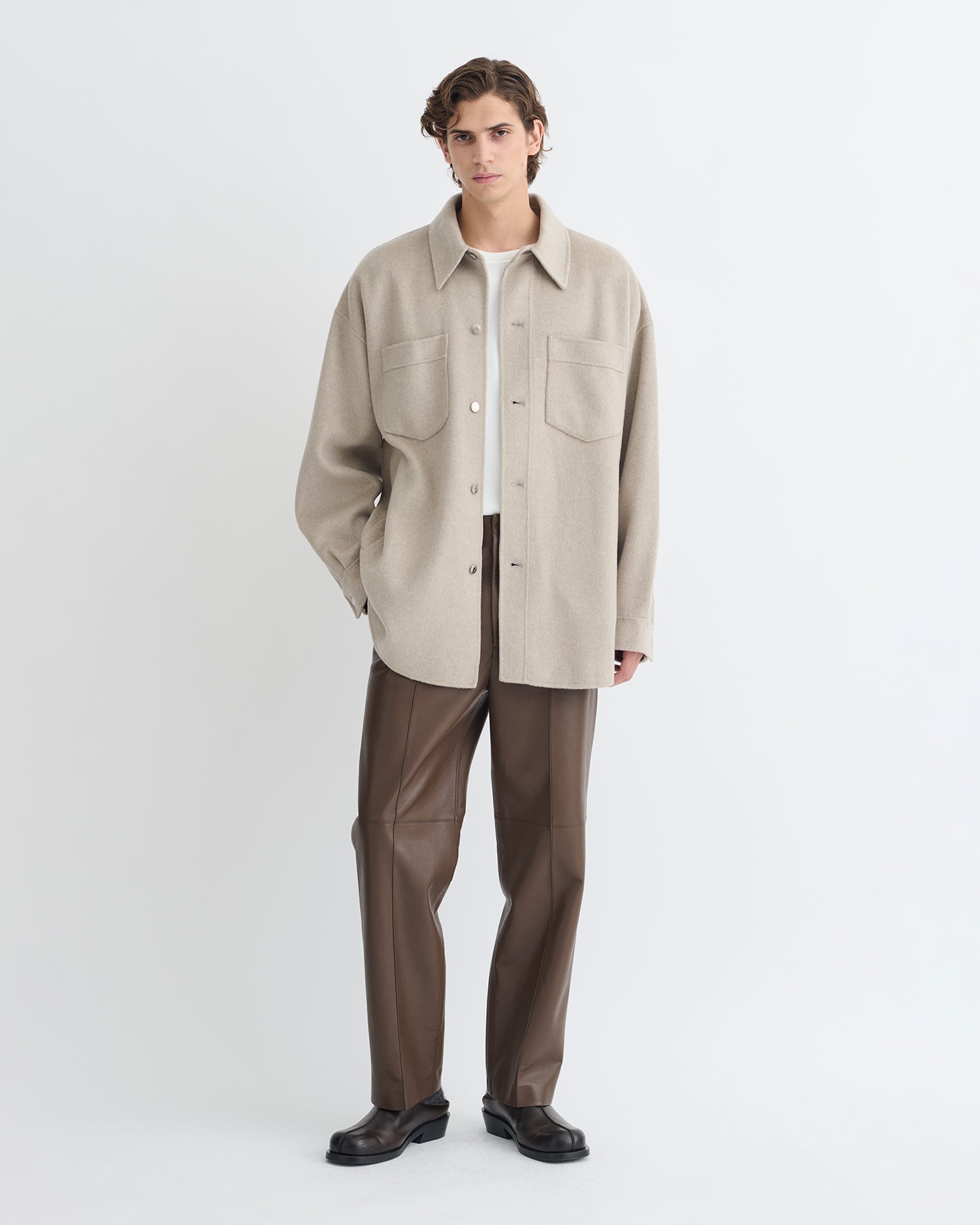Martin - Double Wool Overshirt - Stone