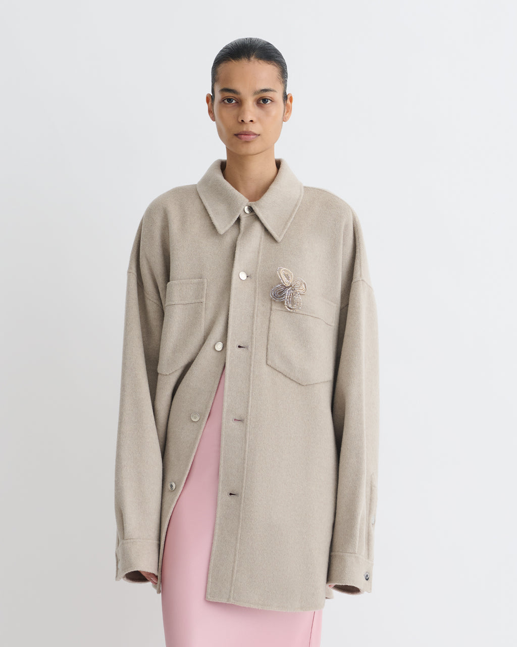 Martin - Double Wool Overshirt - Stone