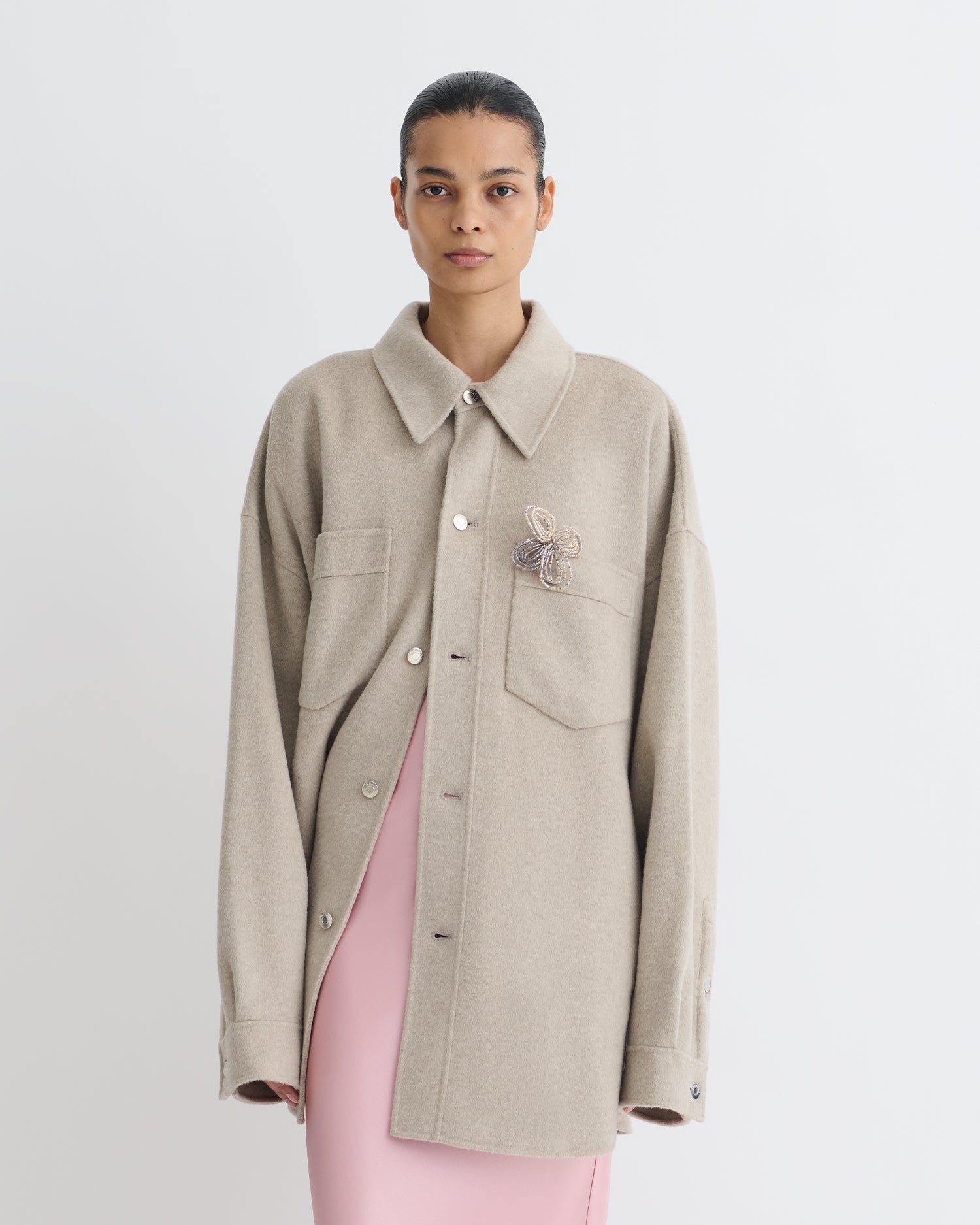 Martin - Double Wool Overshirt - Stone