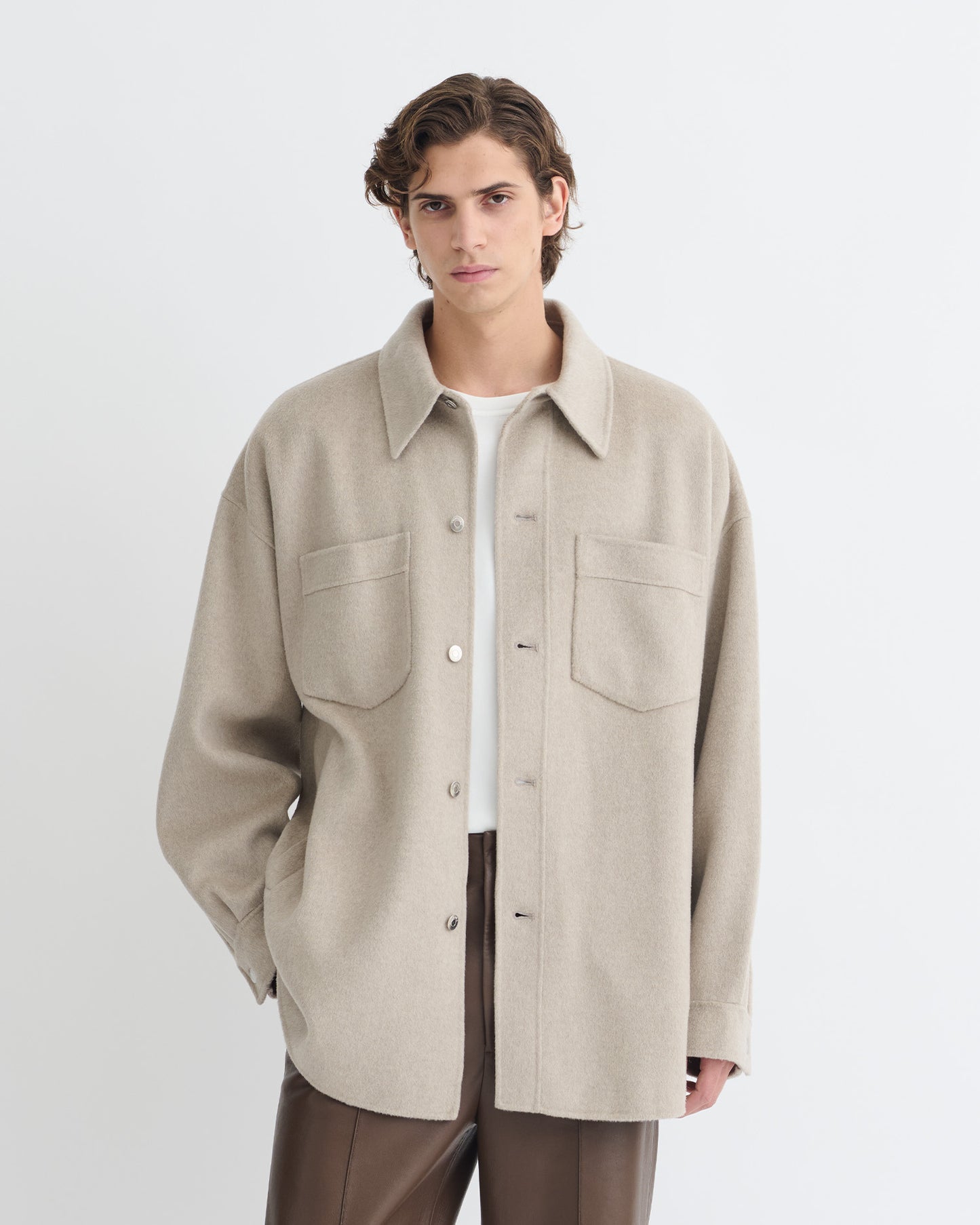 Martin - Double Wool Overshirt - Stone