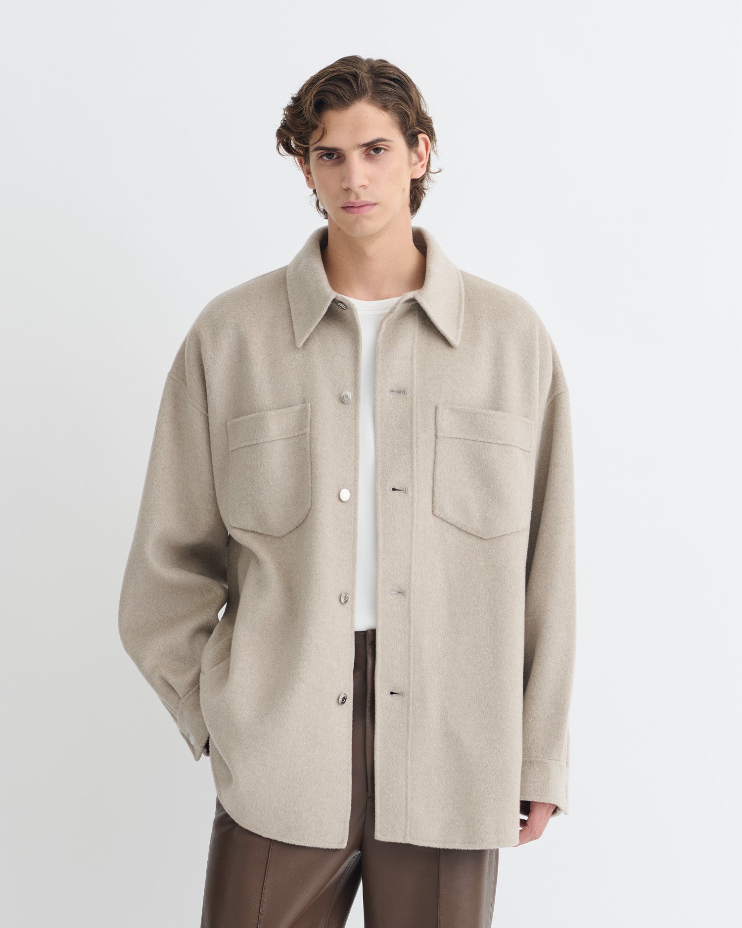 Martin - Double Wool Overshirt - Stone
