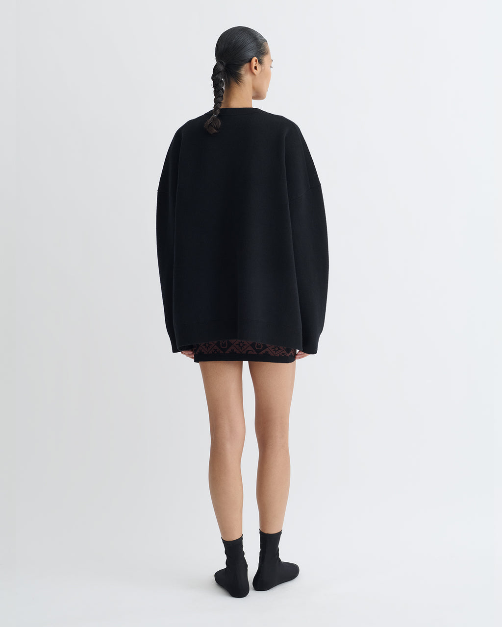 Oswin - Merino and Terry Jacquard Sweater - Black/Off Black Papercut