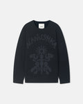 Oswin - Merino and Terry Jacquard Sweater - Black/Off Black Papercut