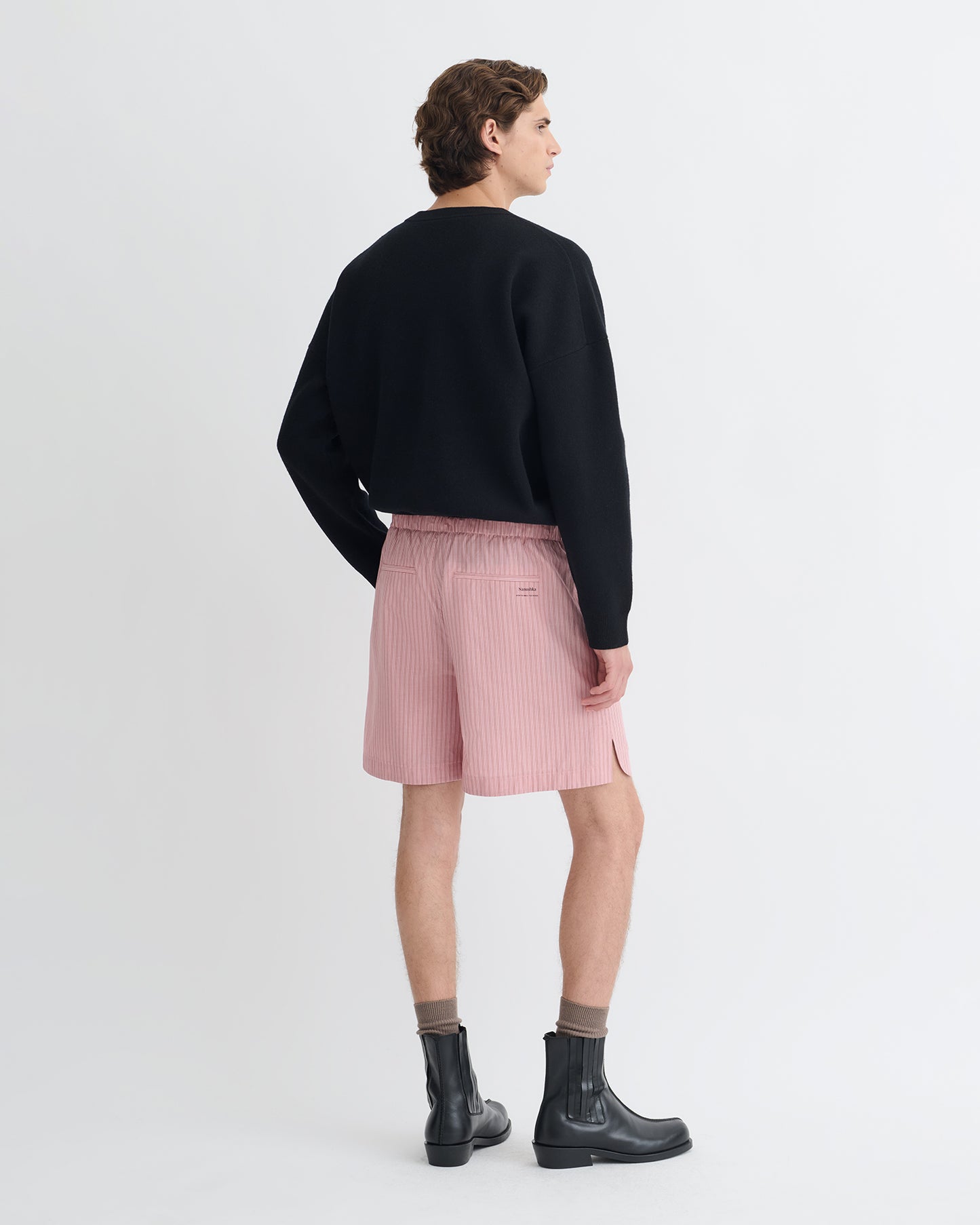Oswin - Merino and Terry Jacquard Sweater - Black/Off Black Papercut