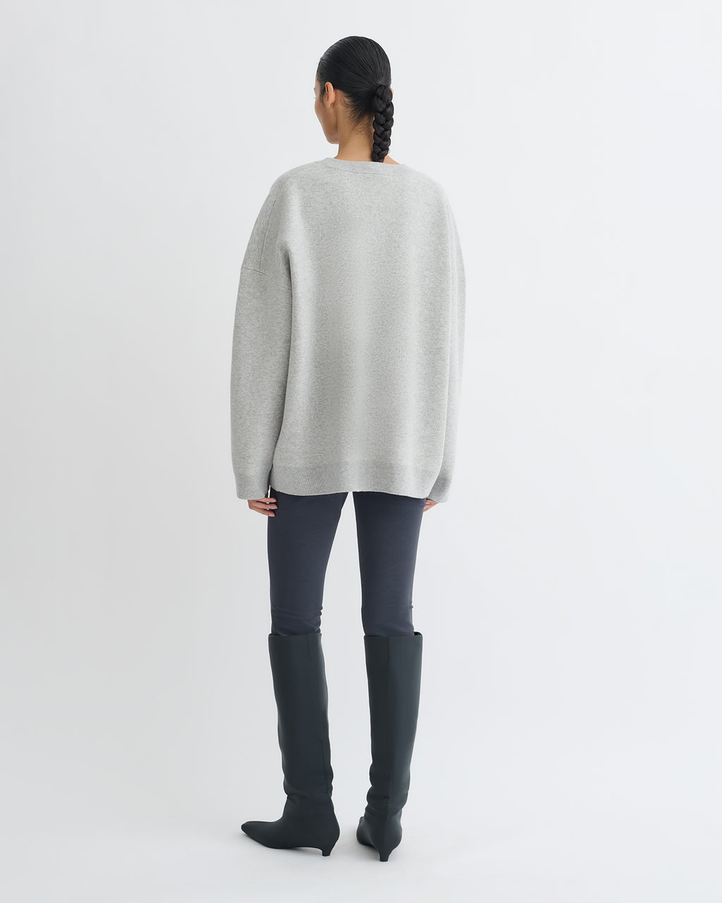 Oswin - Merino and Terry Jacquard Sweater - Light Grey/Creme Papercut