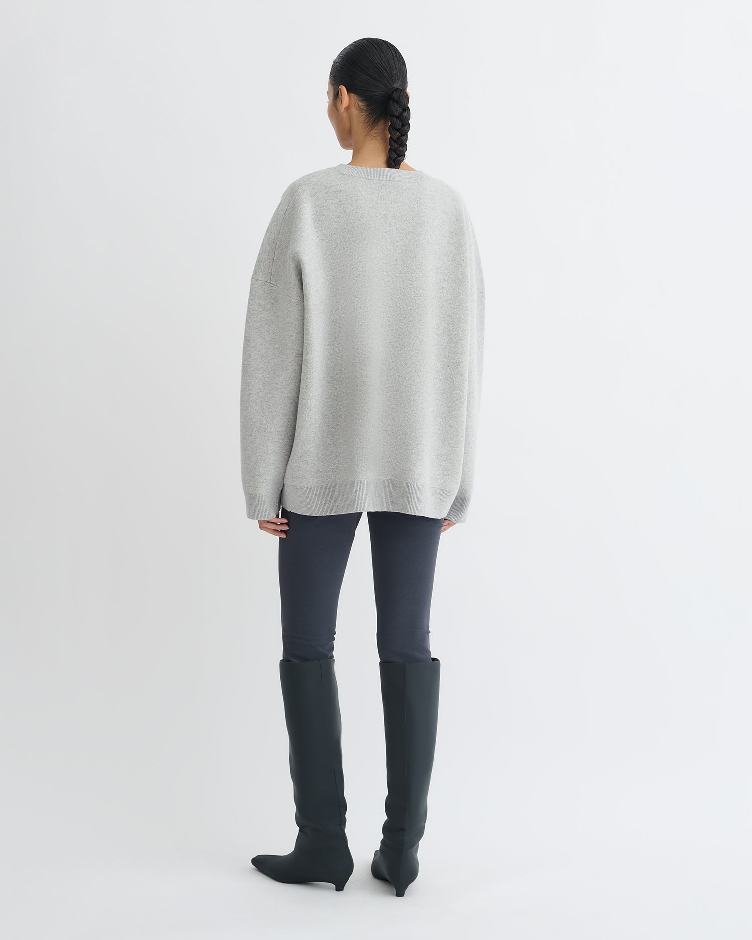 Oswin - Merino and Terry Jacquard Sweater - Light Grey/Creme Papercut