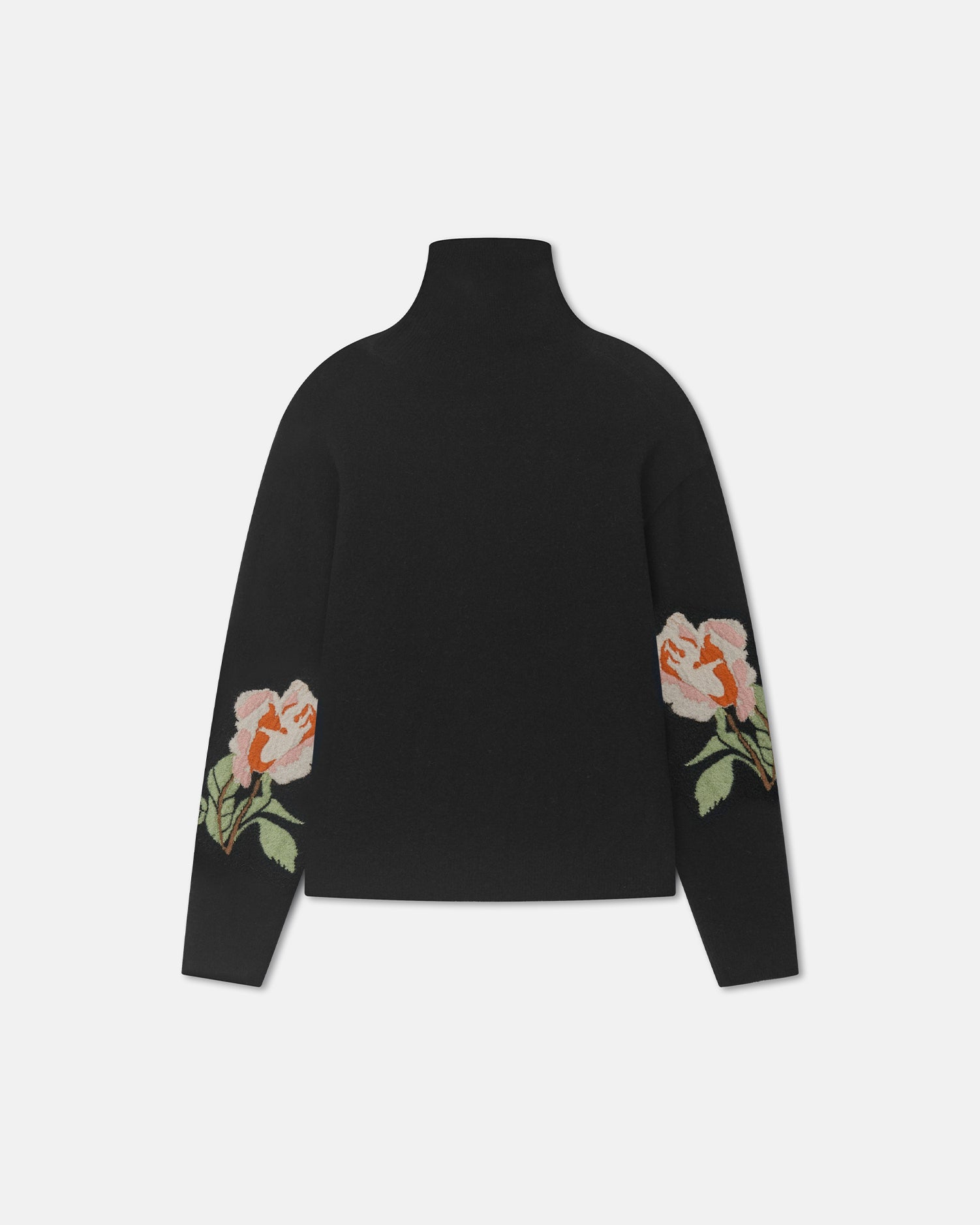 Frannie - Turtleneck Sweater - Black/Roses – Nanushka