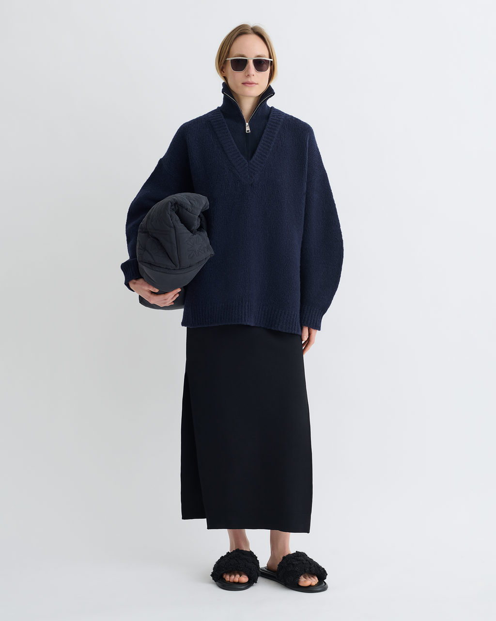 Kylen - Brushed merino sweater - Navy