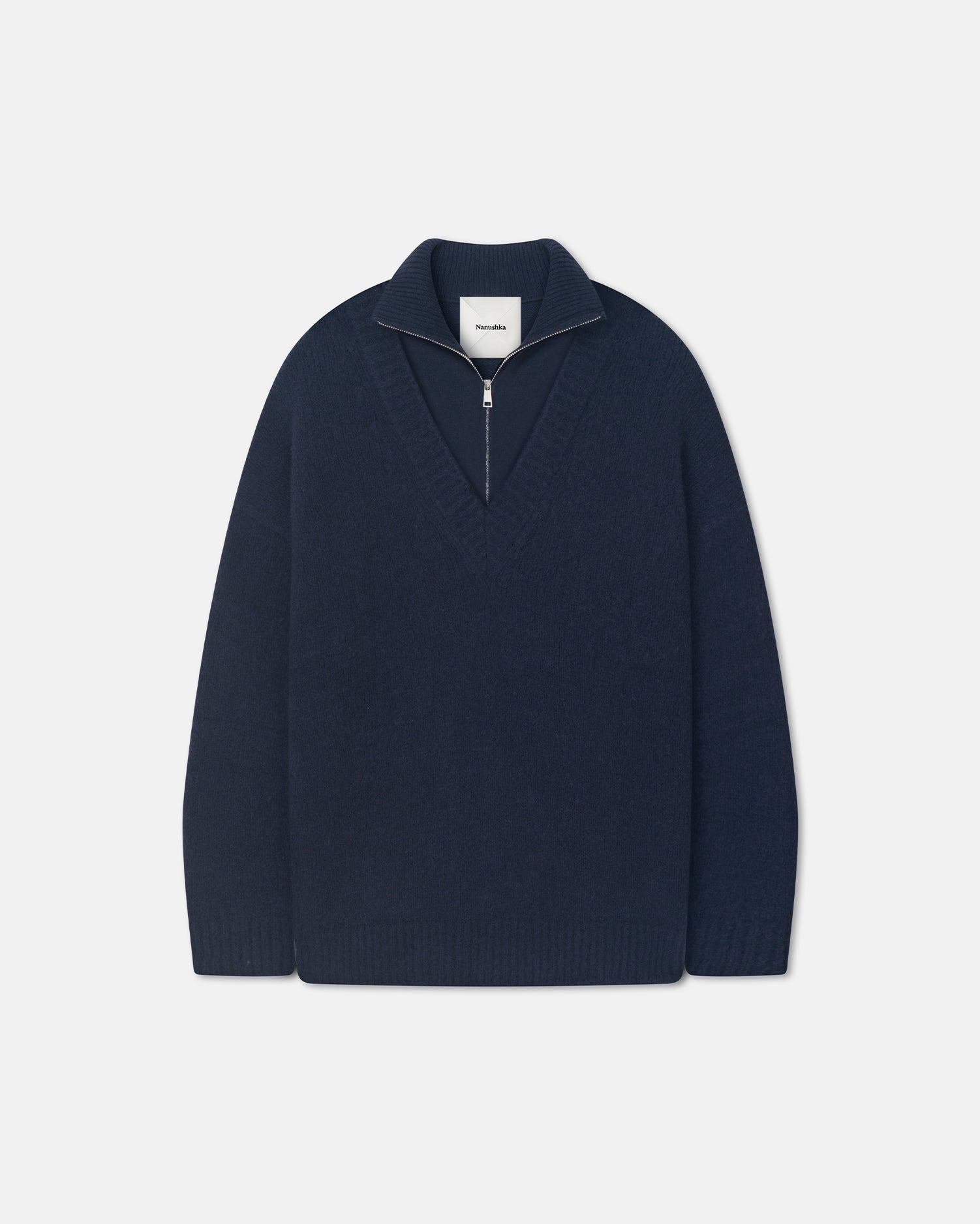 Kylen - Contrast Brushed Merino Sweater - Navy