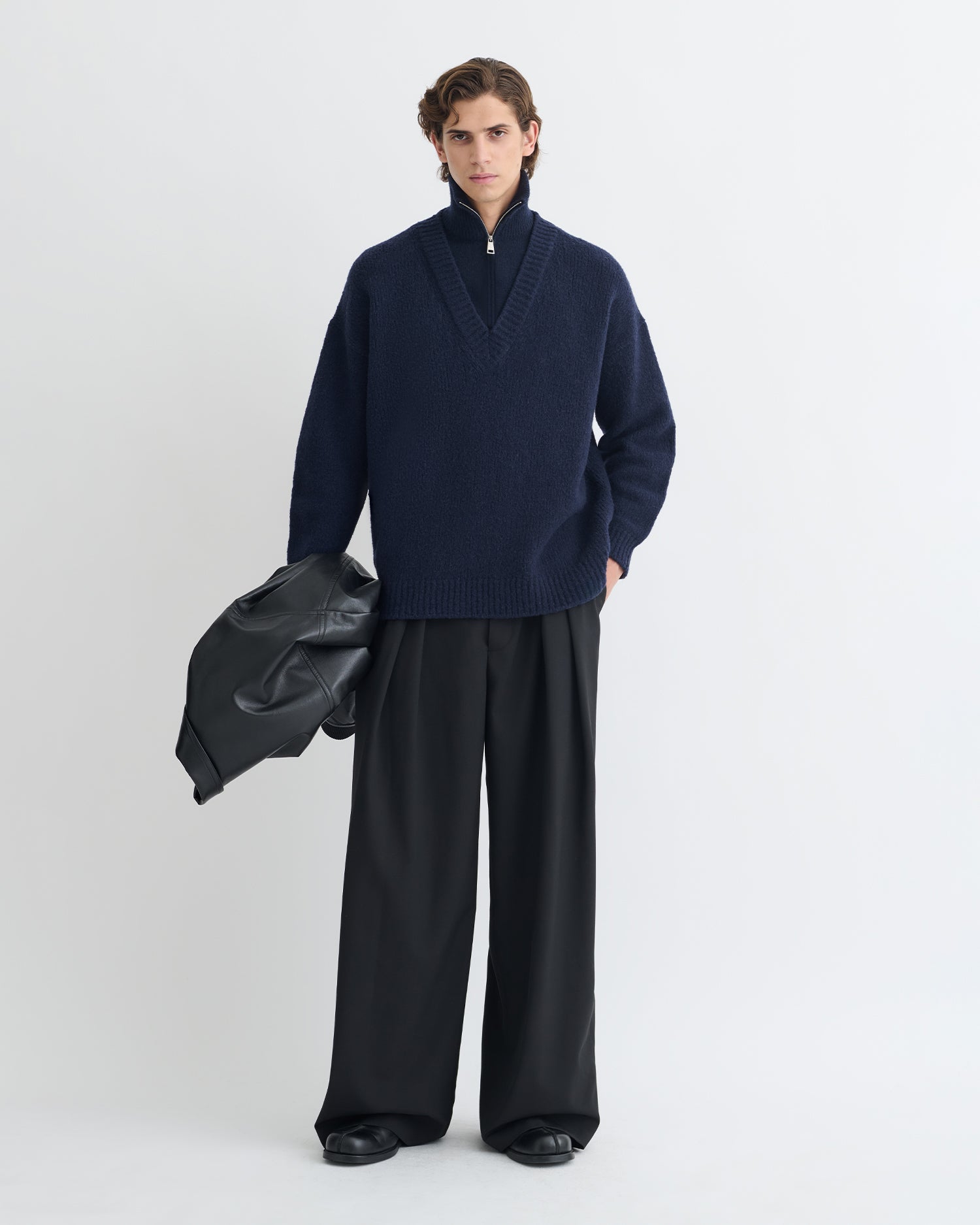 Kylen - Brushed merino sweater - Navy