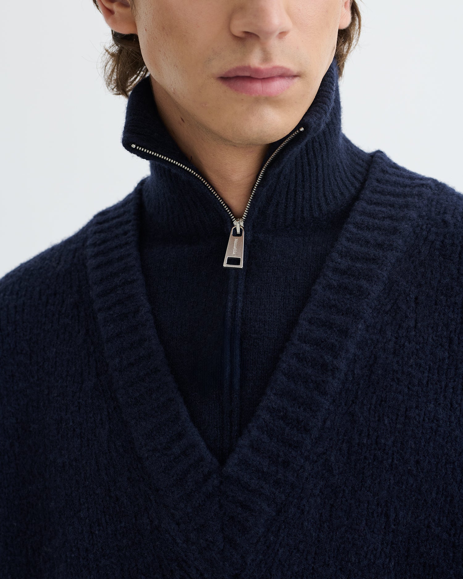 Kylen - Contrast Brushed Merino Sweater - Navy