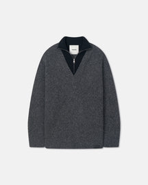 Kylen - Contrast Brushed Merino Sweater - Charcoal/Black