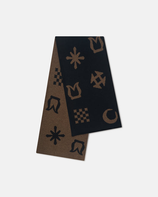 Lance - Brushed Alpaca Scarf - Black/Brown