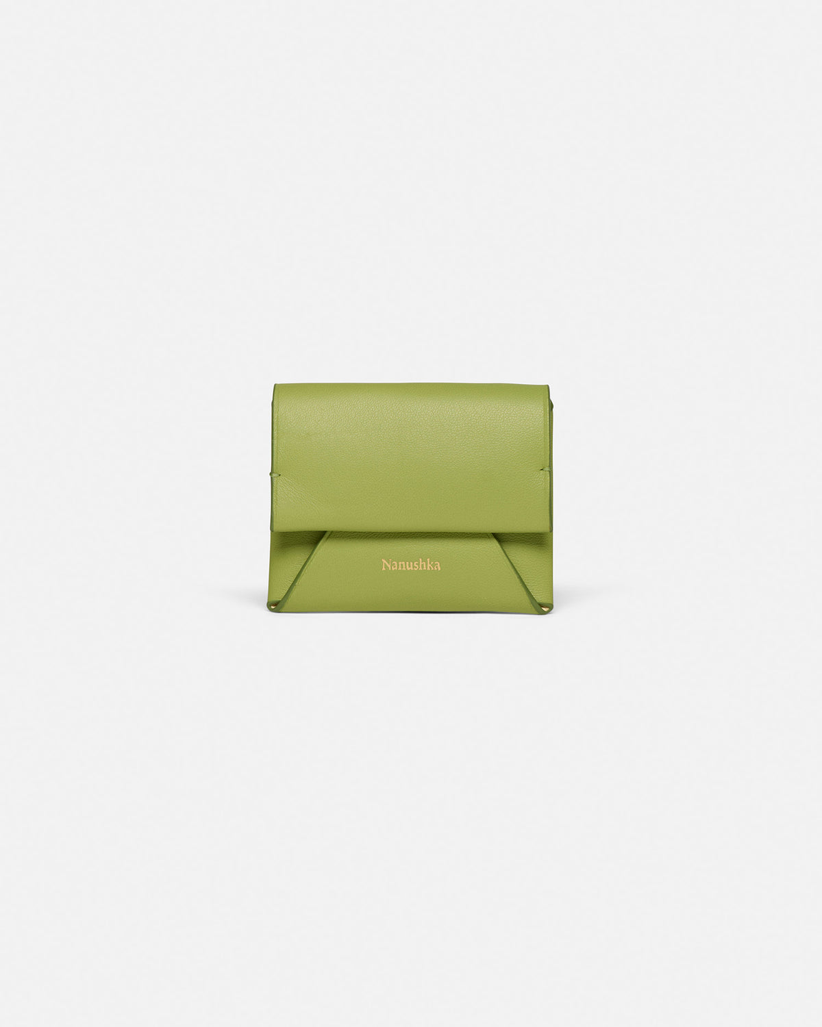 Folded Leather cardholder Lime Moonbeam