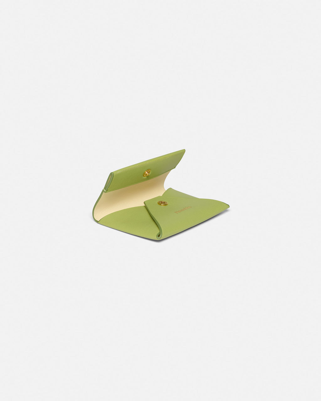 Folded - Leather cardholder - Lime/Moonbeam