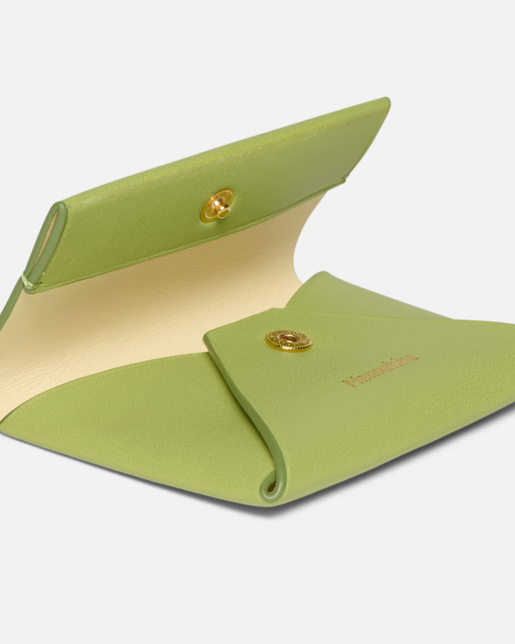 Folded - Leather cardholder - Lime/Moonbeam