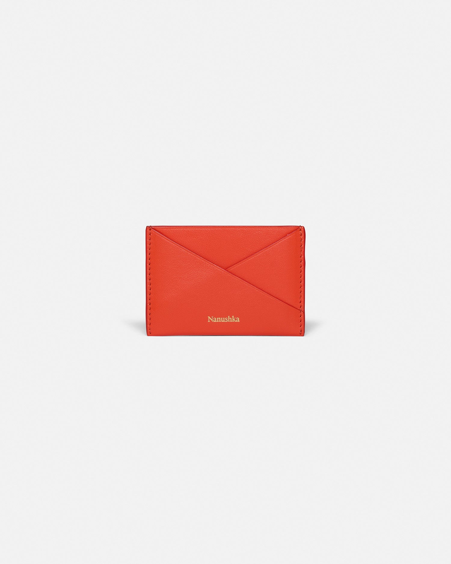 Origami Leather cardholder Red Moonbeam