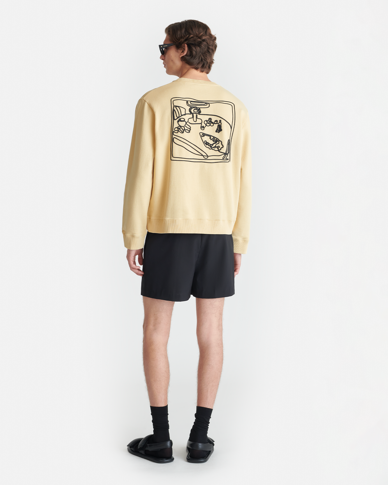 Remy - Printed Cotton-Fleece Sweatshirt - Creme/Black/Gingerbread Heart