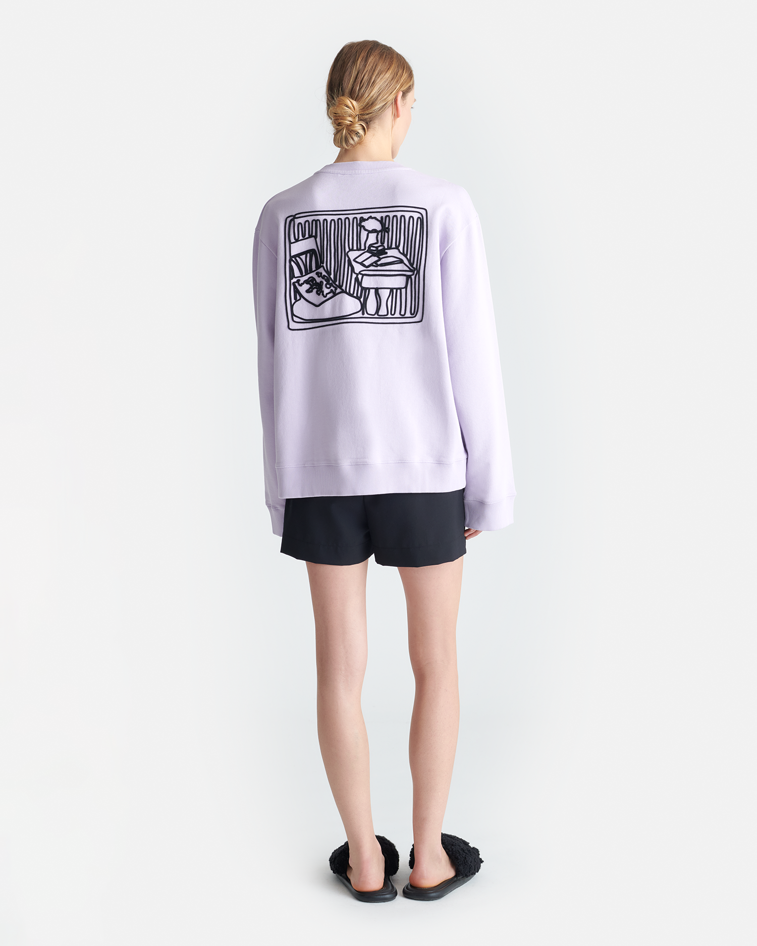 Remy - Printed Cotton-Fleece Sweatshirt - Lilac/Black/Books