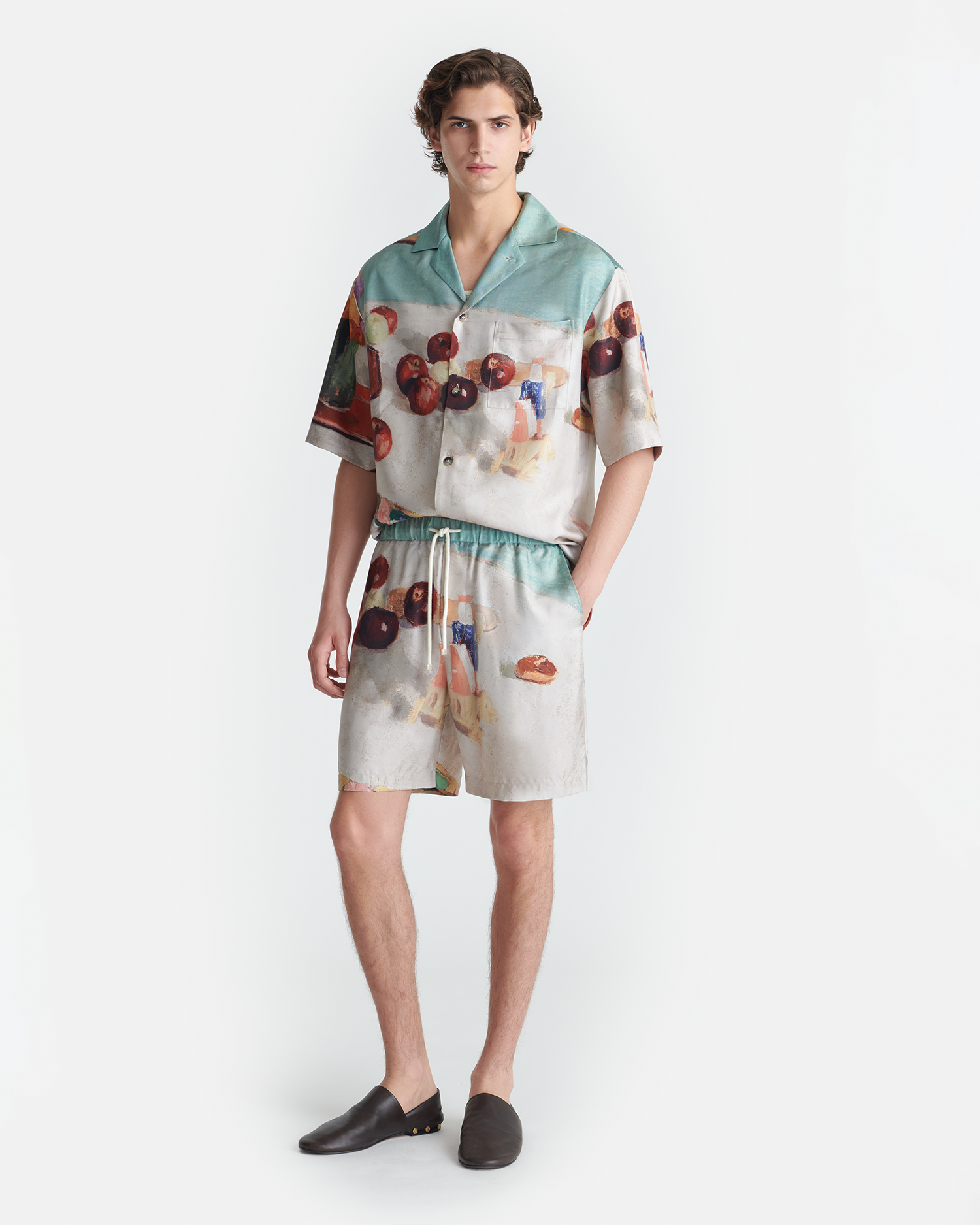 Caspian - Printed Silk Twill Shirt - Gingerbread Heart