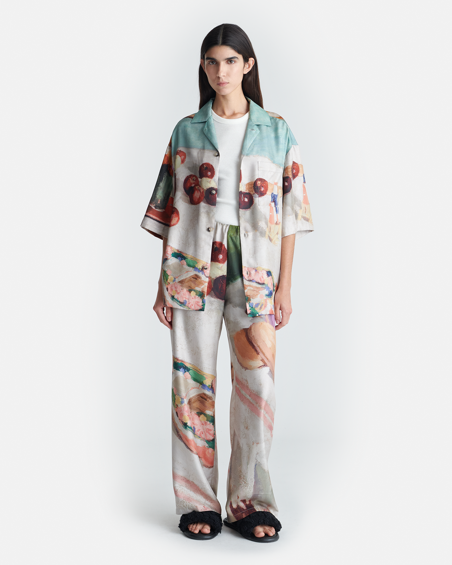 Brenda Printed Silk Twill Pants Gingerbread Heart